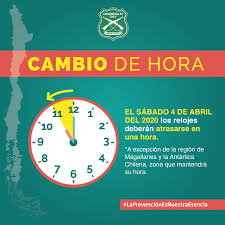 Sin embargo, esta modificación es temporal, pues habrá un nuevo cambio de hora en chile durante los próximos meses. Carabineros De Chile On Twitter Recuerda Que A Contar Del Sabado 4 De Abril Los Relojes Deberan Atrasarse En Una Hora A Excepcion De La Region De Magallanes Y La Antartica