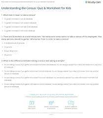 It's like the trivia that plays before the movie starts at the theater, but waaaaaaay longer. Understanding The Census Quiz Worksheet For Kids Study Com