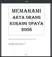 Dicatat oleh cikna di 6:58 pg. E Book Memahami Akta Orang Kurang Upaya Malaysian Spinal Cord Injury Advocacy Association Masaa Facebook