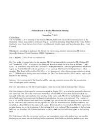 Norton Board of Health Minutes of Meeting For November 7, 2011 Call to  Order The November 7, 2011 meeting of the Board of Health