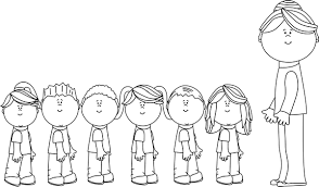 Black And White Classroom Students Clipart Black And White Students In Line With Teacher Book Clip Art Clip Art Teacher Clipart