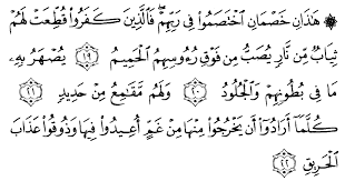 Quran recitation by abdul hadi kanakeri but the word khair is not only used for goodness and virtue in arabic but also for worldly wealth. Tafsir Ibnu Katsir Surah Al Hajj Ayat 19 22 Alqur Anmulia