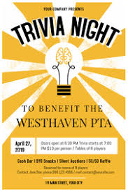 Get the word up both in your bar with posters and outside your bar with flyer or postcards . Create Free Trivia Night Flyers Postermywall