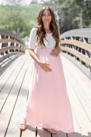 Pinkblush Light Pink Chiffon Colorblock Maternity Maxi Dress