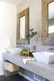 Microcemento Bellissimi Bagni Specchio Con Cornice In Legno Decorazione Di Casa Naturale