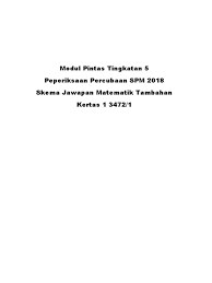 Kertas soalan percubaan spm mrsm (maktab rendah sains mara). Modul Pintas Tingkatan 5 Peperiksaan Percubaan Spm 2018 Skema Jawapan Matematik Tambahan Kertas 1 3472 1 Teaching Mathematics