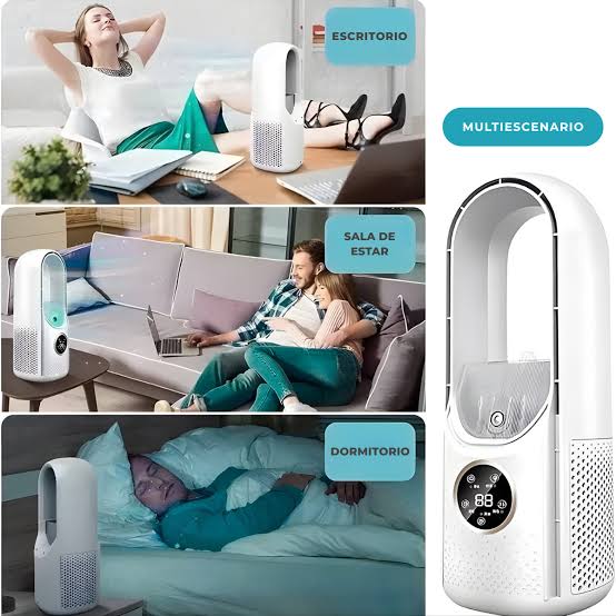 Ventilador Sin Aspas con Luz Led 7 Colores USB – 6 Velocidades – Temporizador 6Hs - Global