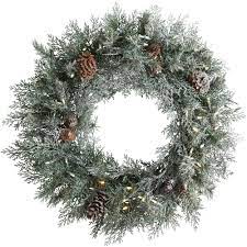 Led christmas decorations indoor images of mountain. Light Up Mountain Fir Pine Needle Wreath With Warm White 40 Led Lights Juegoal 16 Inch Pre Lit Christmas Wreath With Metal Hanger Front Door Spruce Lighted Wreath X Max Decorations Indoor Outdoor Wreaths Wreaths