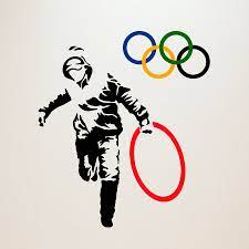 Maybe you would like to learn more about one of these? Banksy Stealing Olympic Rings Wall Decals Billedkunst