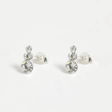 Solid Silver Triple Crystal Stud Earrings - Sandy Toes Gifts