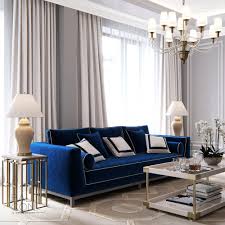 Balcon Luxury Elegant And Beautiful Living Room With Royal Blue Sofa And Gold Side Tab Blue Living Room Decor Beautiful Living Rooms Blue And Gold Living Room