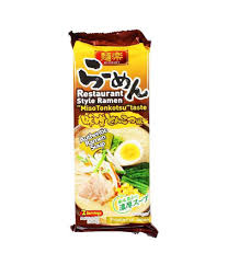 Menma (bamboo shoots) mushroom, scallions, black garlic oil. Menraku Restaurant Style Ramen Miso Tonkotsu 186 4g Haisue