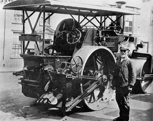 An Aveling and Porter Steam Roller in Westgate Street, Bury St Edmunds, 1911