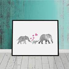 Amazon Com Watercolor Elephant Family Print Art Nursery Elephant Painting Kids Room Wall Print Watercolor Elephant Print Art Baby Love New Born Gift 8x10 Inch No Frame Handmade Products