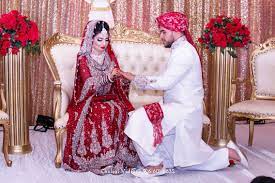 Pakistani Wedding Bride And Groom Ring Ceremony Pakistani Wedding Wedding Poses Wedding Dresses