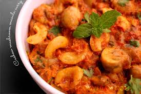 Kaju Mushroom Masala Curry Foodvedam