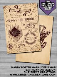 Harry Potter Marauder S Map Birthday Invitation Harry Potter Marauders Map Birthday Invitations Custom Birthday Invitations