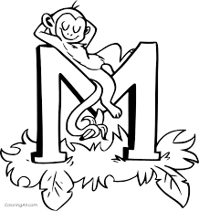 Top 10 letter m coloring pages for kids: Monkey Sleeping On The Letter M Coloring Page Coloringall