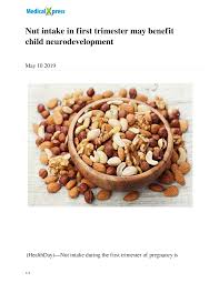Nut intake in first trimester may benefit child neurodevelopment