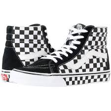 Black And White Vans High Tops Womens Vans Sk8 Hi Reissue Checkerboard Black True White Check Skate 65 Liked On Polyvore Black High Top Sneakers Vans Shoes High Tops White Leather Shoes