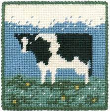 Red holstein bull cross stitch chart. Cow Tapestry Cushion Kit