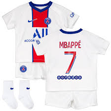 The third kit is quite the decadent number; Paris Saint Germain Away Stadium Kit 2020 21 Infants With Mbappe 7 Printing