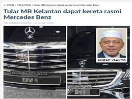 Susulan laporan dan pelbagai dakwaan terhadap pembelian kereta mercedes benz baru sebagai kereta rasmi, pejabat menteri. Pejabat Menteri Besar Kelantan Tuduhan Guna Rm400 Juta Beli Mercedes Fitnah