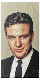 Robert Stack, Vintage Actor #1 Beach Towel by Esoterica Art Agency