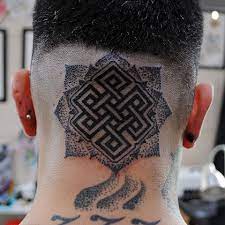 Head tattoos are a class apart from tattoos inked on other parts of the body. Infinity Knot Tattoo On Back Head By Nazo