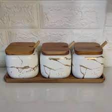 بيت العائلة on instagram سيت شكردان مرمر وخشب السعر ١٥ الاف دينار توصيل بغداد صار ٤ الاف توصيل باقي المحافظات ٧ الاف دينار home decor decorative jars decor