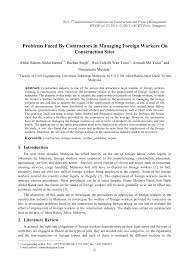 Discrimination against foreign workers in malaysia. Pdf Problems Faced By Contractors In Managing Foreign Workers On Construction Sites