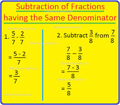subtraction of fractions having the same denominator steps