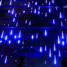 Upgraded 50cm 10 Tubes 540 Led Meteor Shower Rain Lights Drop Icicle Snow Falling Raindrop Cascading Lights For Wedding Party Christmas New Year Garden Tree Ho In 2021 Rain Lights Blue Aesthetic