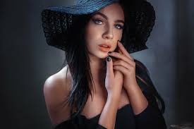 Something different and fun, but not. Models Model Black Hair Blue Eyes Girl Hat Woman Hd Wallpaper Wallpaperbetter