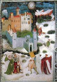 Medieval People Actually Having A Snowball Fight Castle Of Trento 14th Century Medieval Paintings Medieval Life Medieval