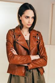 Men's goose bubble jacket with a hood in camel. Leather Jackets Mona