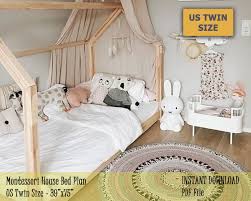 Montessori Toddler House Bed Frame Us Twin Size Kids Bed Etsy In 2020 Kids Bedroom Designs Baby Room Decor Baby Girl Room