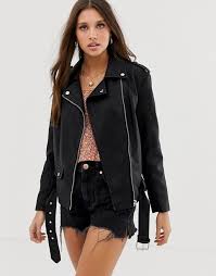 New Look Oversized Leather Look Biker Jacket In Black Asos Leather Jackets Women Womens Spring Coat New Look Fashion