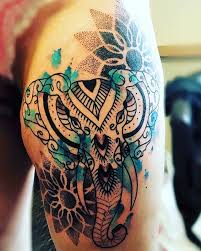 My New Tattoo I Absolutely Love It Thank You Kjt Tattooer Elephant Watercolour Dotwork Elephant Tattoos Colorful Elephant Tattoo Thigh Tattoos Women