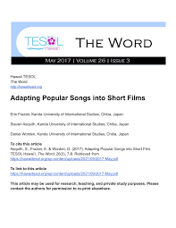 PDF) Adapting Popular Songs into Short Film