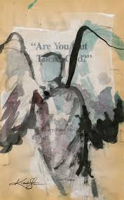Angel Painting Minimal Spiritual Angels Art Mixed Media Original Contemporary Modern Are You Out There God 3 Kat Angel Painting Spiritual Angels Painting