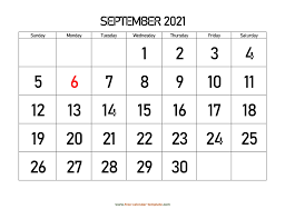 Print this free september 2021 blank calendar to get organized. September 2021 Calendar Designed With Large Font Horizontal Free Calendar Template Com