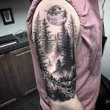 Resultado De Imagem Para Inner Bicep Forest Tattoos Forest Tattoo Sleeve Half Sleeve Tattoo Wolf Tattoo Sleeve