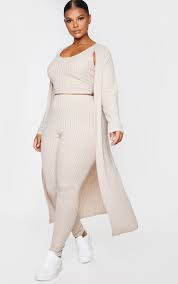 Plus Oatmeal Knitted 3 Piece Legging Set Prettylittlething Ksa