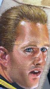 Finishing this game used & broken Pittsburgh Penguins Tom Barrasso Goalie  Stick created with #museum #chalk #pastels #hockey #artistlife thank you to  Fred Marino for this gem of a timeless stick. Just ...