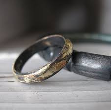 Rustic Gold Oxidized Silver Mens Wedding Band Mens Silver Wedding Bands Mens Wedding Bands Mens Wedding Rings