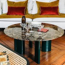 Ottoman cushion top coffee table (fully woven underneath cushion). Carlotta Coffee Table Brown Marble Top And Green Legs