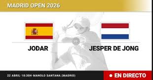 Rafael Jodar - Jesper de Jong, en directo hoy: sigue el partido de Madrid Open
