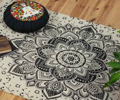 Lambland original groß isländischer schafsfell teppich in natürlichem töne Mandala Teppich Mit Lotusblute Schwarz Gross Karmandala Teppiche