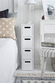This piece of rustic solid wood furniture is the best bamboo nightstand/accent stand with one drawer; Dorset Very Narrow Slim White Bedside Table 17cm Wide The White Lighthouse Bedroom Furniture